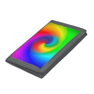 Cute Colorful Tie Dye Rainbow Swirl Art Pattern Tri-fold Wallet