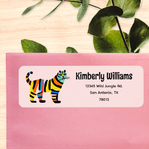 Cute Colorful Tiger Jungle Cat Return Address Label