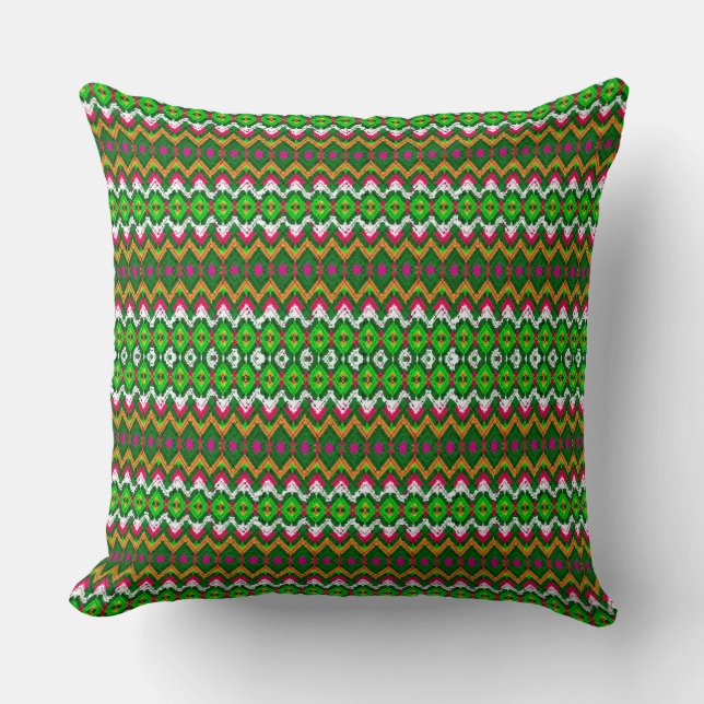 Cute colorful traditional geometric patterns throw pillow (Front)