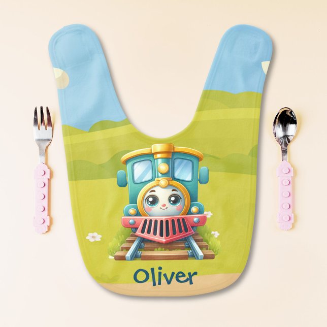 Cute Colorful Train Baby Bib (Creator Uploaded)