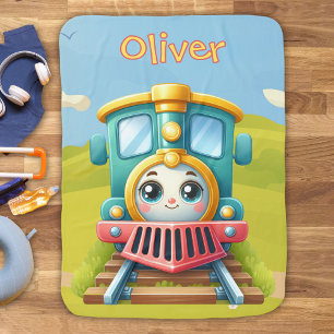 Cute Colorful Train Baby Blanket
