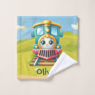 Cute Colorful Train Kids' Wash Cloth