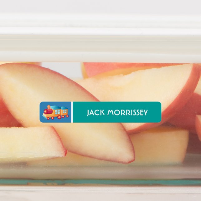 Cute Colorful Trains Kids Name Labels (Affixed)