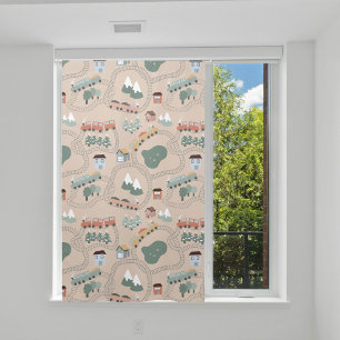 Cute Colorful Trains on Train Tracks Kids Pattern Blackout Curtains