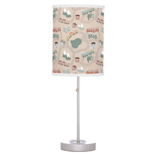 Cute Colorful Trains on Train Tracks Kids Pattern Table Lamp