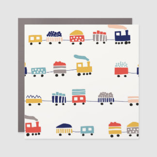 Cute, colorful trains seamless pattern. car magnet