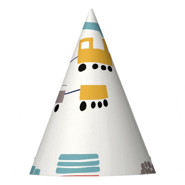 Cute, colorful trains seamless pattern. party hat (Front)