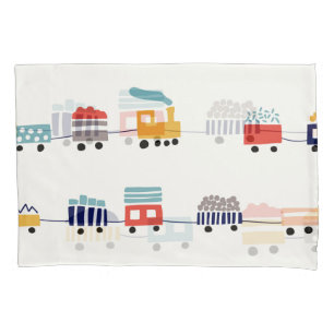 Cute, colorful trains seamless pattern. pillow case