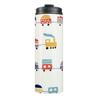 Cute, colorful trains seamless pattern. thermal tumbler