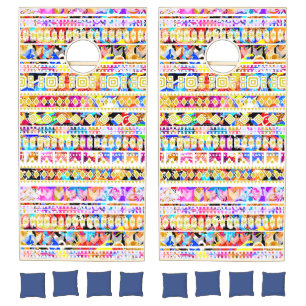 Cute colorful tribal aztec pattern cornhole set