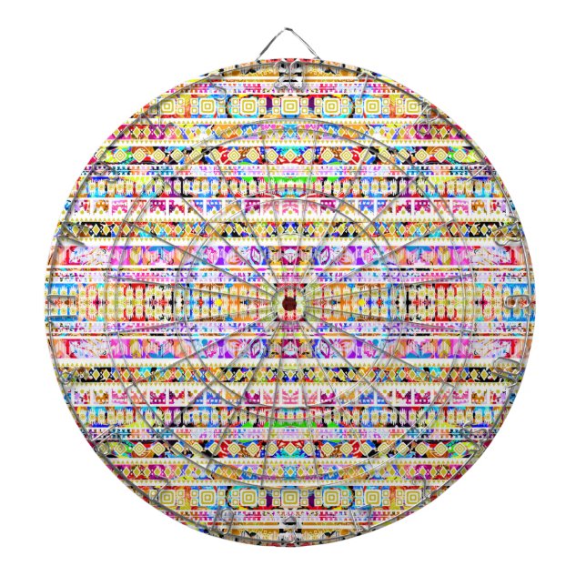 Cute colorful tribal aztec pattern dart board (Front)