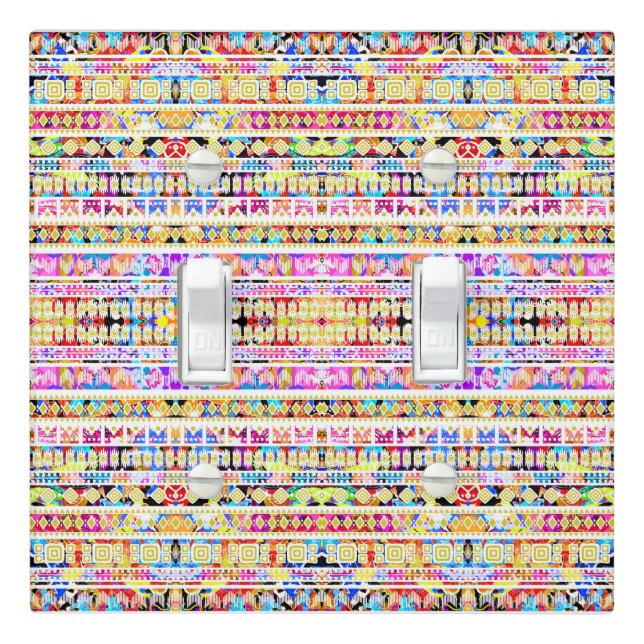 Cute colorful tribal aztec pattern light switch cover (In Situ)
