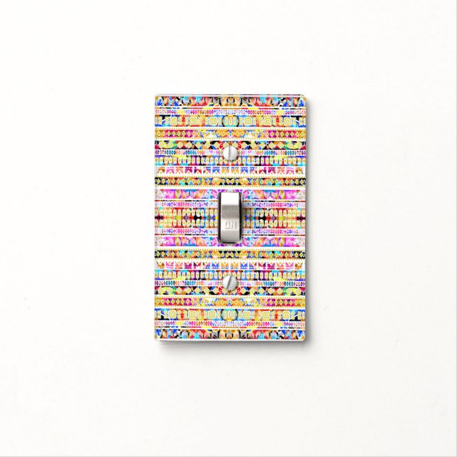 Cute colorful tribal aztec pattern light switch cover (In Situ)