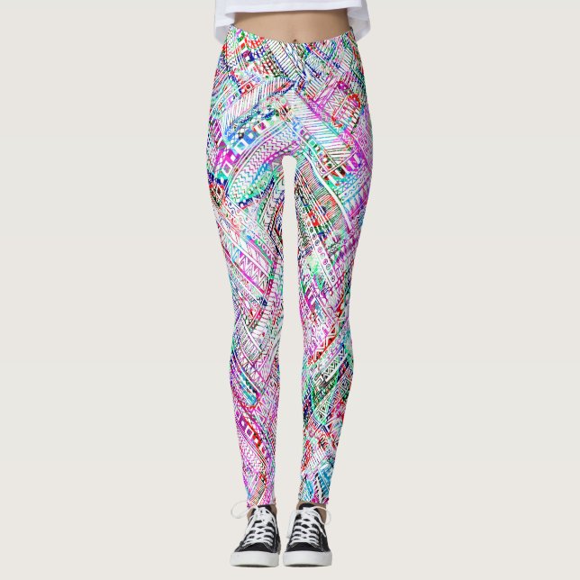 Cute colorful tribal pattern leggings (Front)