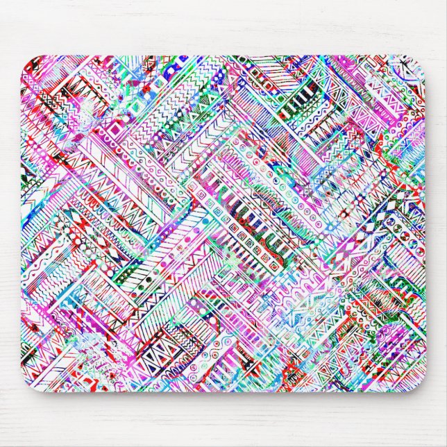Cute colorful tribal pattern mouse pad (Front)