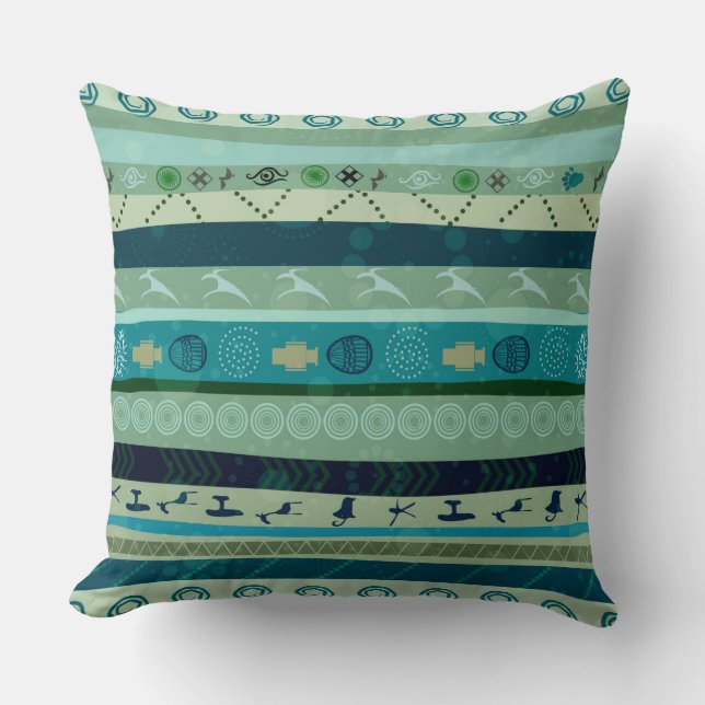 Cute Colorful Tribal Pattern Throw Pillow (Front)