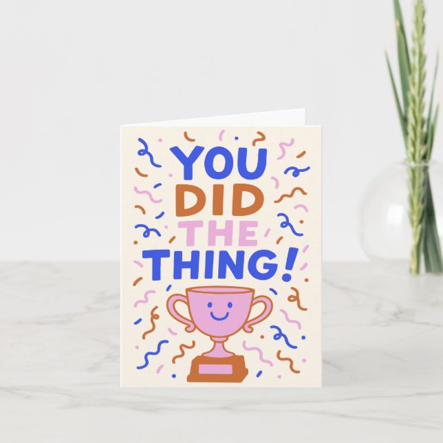 Cute Colorful Trophy Graduation Congratulations Card (Front)