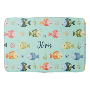 Cute Colorful Tropical Fish Pattern Bath Mat