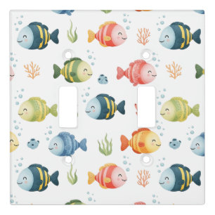 Cute Colorful Tropical Fish Pattern Light Switch Cover