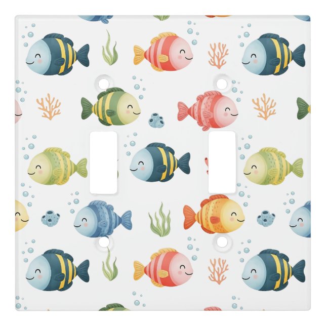 Cute Colorful Tropical Fish Pattern Light Switch Cover (Front)