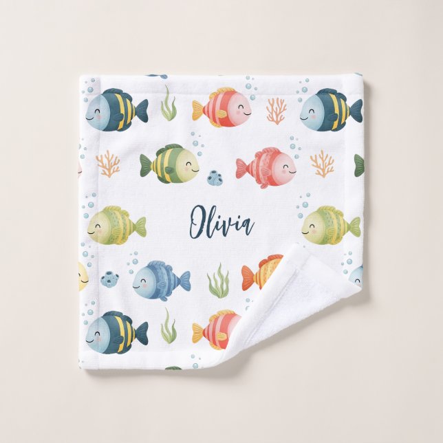 Cute Colorful Tropical Fish Pattern Wash Cloth (Wash Cloth)