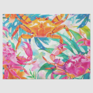 Cute Colorful Tropical Watercolor Crabs Tissue Paper