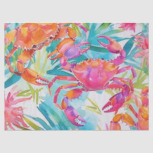 Cute Colorful Tropical Watercolor Crabs Tissue Paper