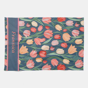 Cute Colorful Tulips Ai Generated Pattern Name Kitchen Towel