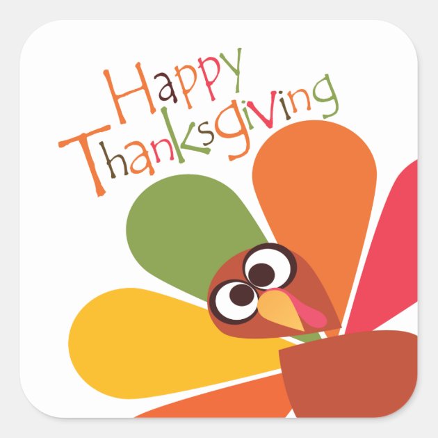 Cute Colorful Turkey Happy Thanksgiving Sticker