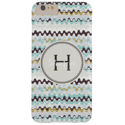 Cute colorful turquoise abstract pattern monogram barely there iPhone 6 plus case
