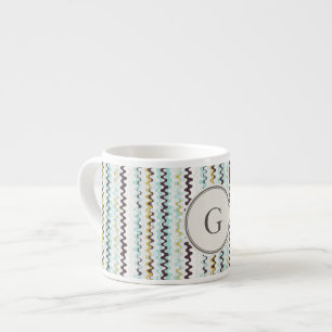 Cute colorful turquoise abstract pattern monogram espresso cup