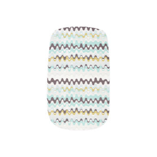 Cute colorful turquoise abstract pattern monogram minx nail wraps
