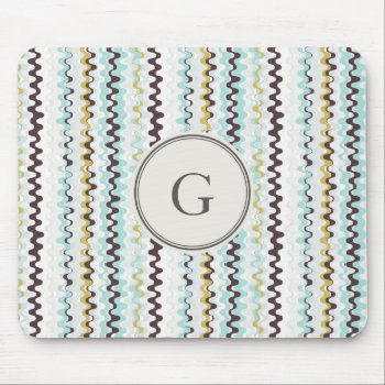 Cute Colorful Turquoise Abstract Pattern Monogram Mouse Pad by TintAndBeyond at Zazzle