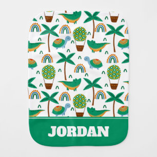 Cute Colorful Turtle Alligator Rainbow Pattern Baby Burp Cloth