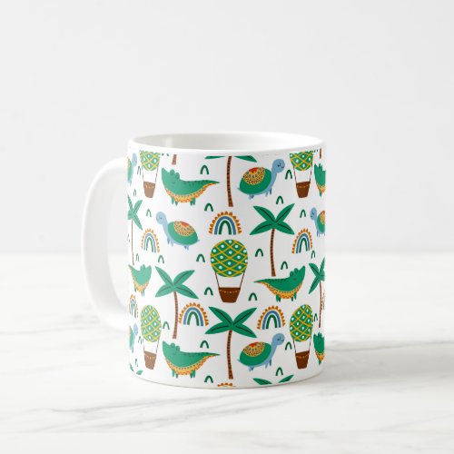 Cute Colorful Turtle Alligator Rainbow Pattern Coffee Mug