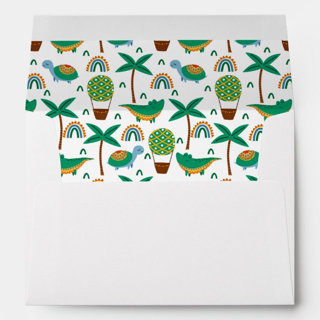 Cute Colorful Turtle Alligator Rainbow Pattern Envelope (Back (Bottom))