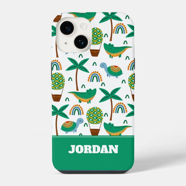 Cute Colorful Turtle Alligator Rainbow Pattern Iphone Case (Back)