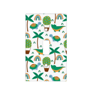 Cute Colorful Turtle Alligator Rainbow Pattern Light Switch Cover