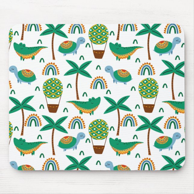 Cute Colorful Turtle Alligator Rainbow Pattern Mouse Pad (Front)