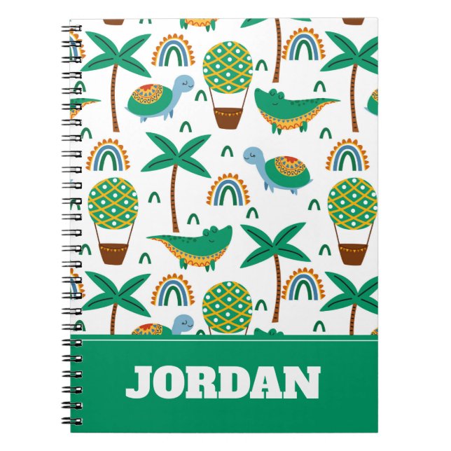 Cute Colorful Turtle Alligator Rainbow Pattern Notebook (Front)