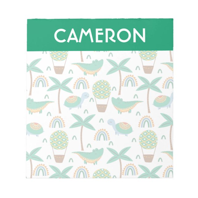 Cute Colorful Turtle Alligator Rainbow Pattern Notepad (Front)