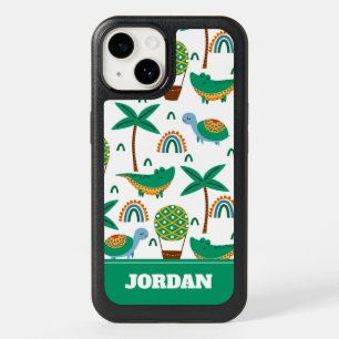 Cute Colorful Turtle Alligator Rainbow Pattern OtterBox iPhone 14 Case