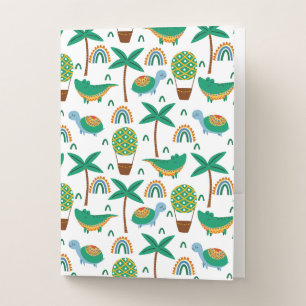 Cute Colorful Turtle Alligator Rainbow Pattern Pocket Folder