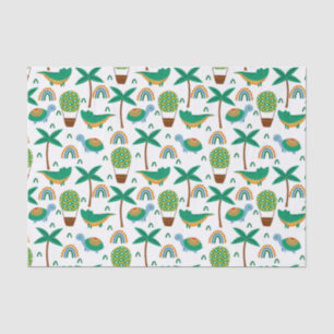 Cute Colorful Turtle Alligator Rainbow Pattern Tissue Paper