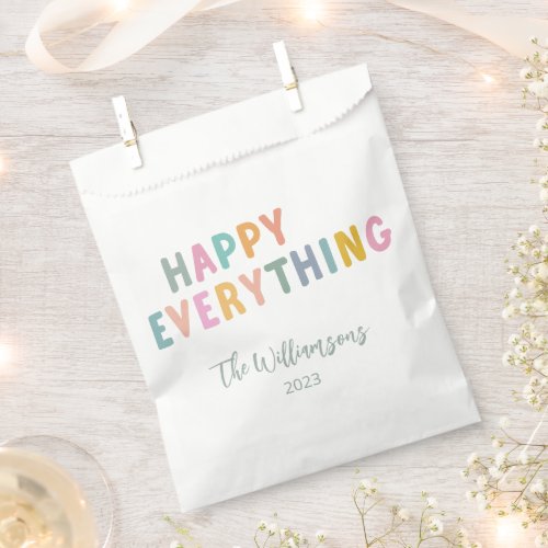 Cute Colorful Typography Happy Everything Custom Favor Bag