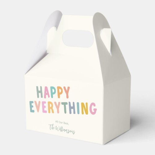 Cute Colorful Typography Happy Everything Folded Favor Boxes