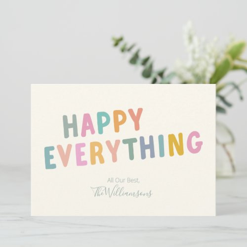 Cute Colorful Typography Happy Everything Simple Holiday Card