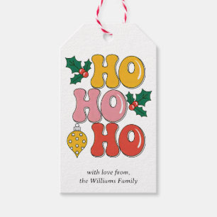 Cute Colorful Typography Ho Ho Ho Personalized Gift Tags