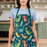 Cute Colorful Tyrannosaurus Rex Dinosaur Pattern Apron<br><div class="desc">Cute Colorful Tyrannosaurus Rex Dinosaur Pattern Apron</div>