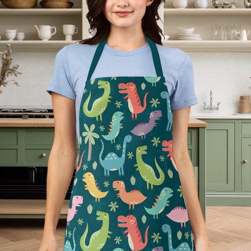 Cute Colorful Tyrannosaurus Rex Dinosaur Pattern Apron